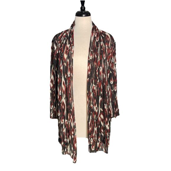 Dana Buchman XL Cardigan Tunic Black Red Gray - Picture 1 of 3